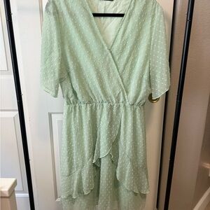 Mint Green Polka Dot Wrap Dress